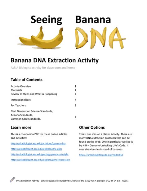 extract banana dna|Ask A Biologist .